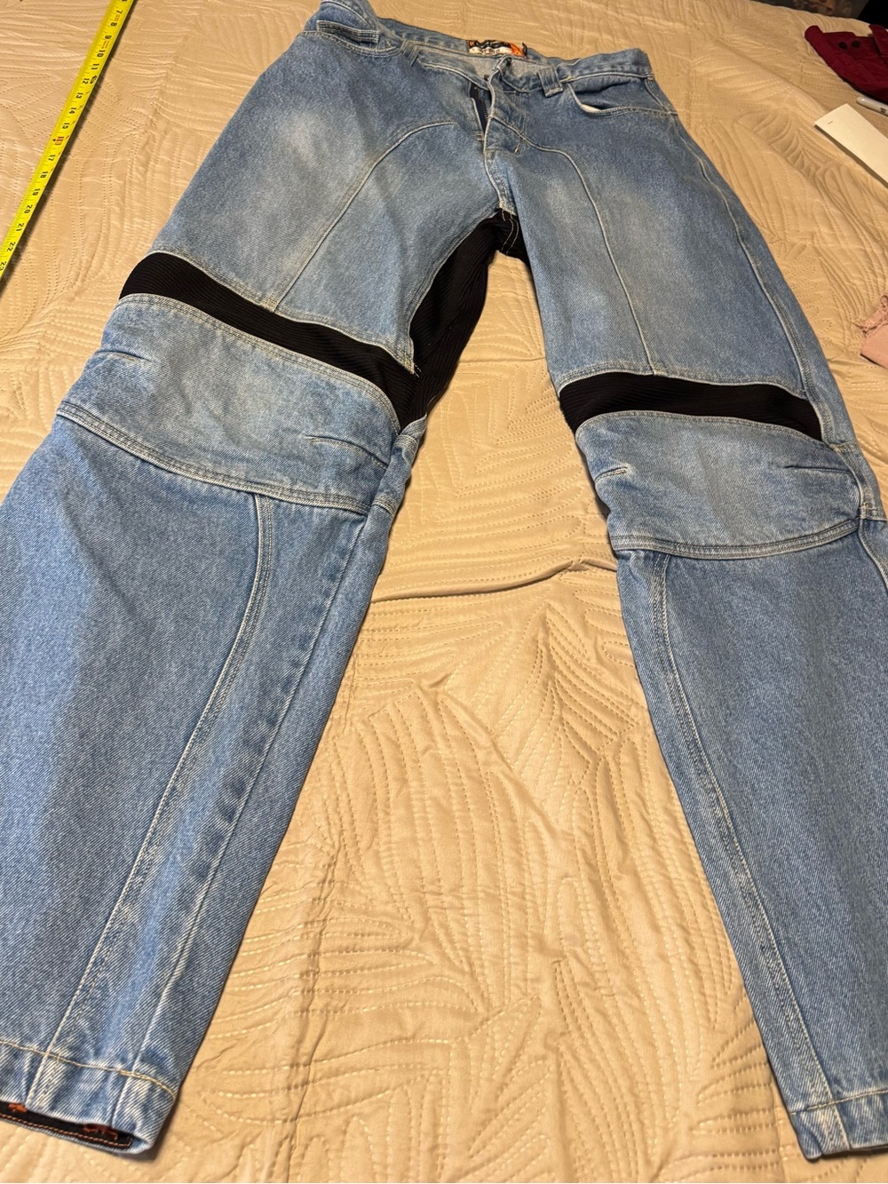 ICON heavy weight motorcycle Denim Jeans with Black Knee Panels Recon Pant Sz 36